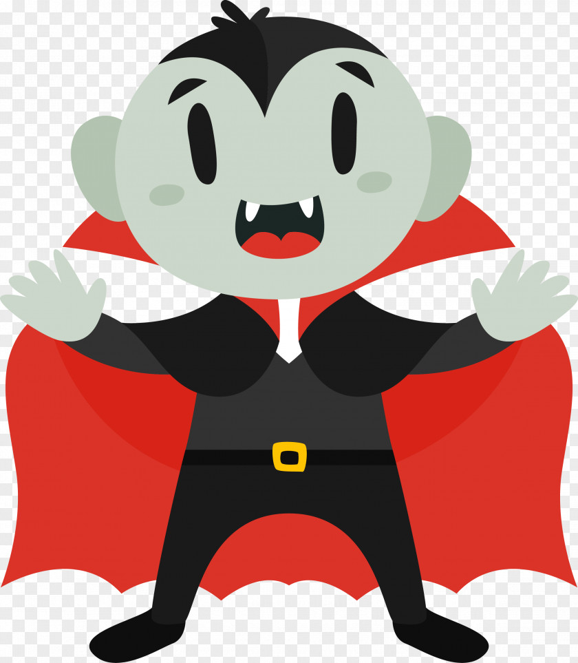 Vector Little Vampire Count Dracula Halloween Cartoon PNG