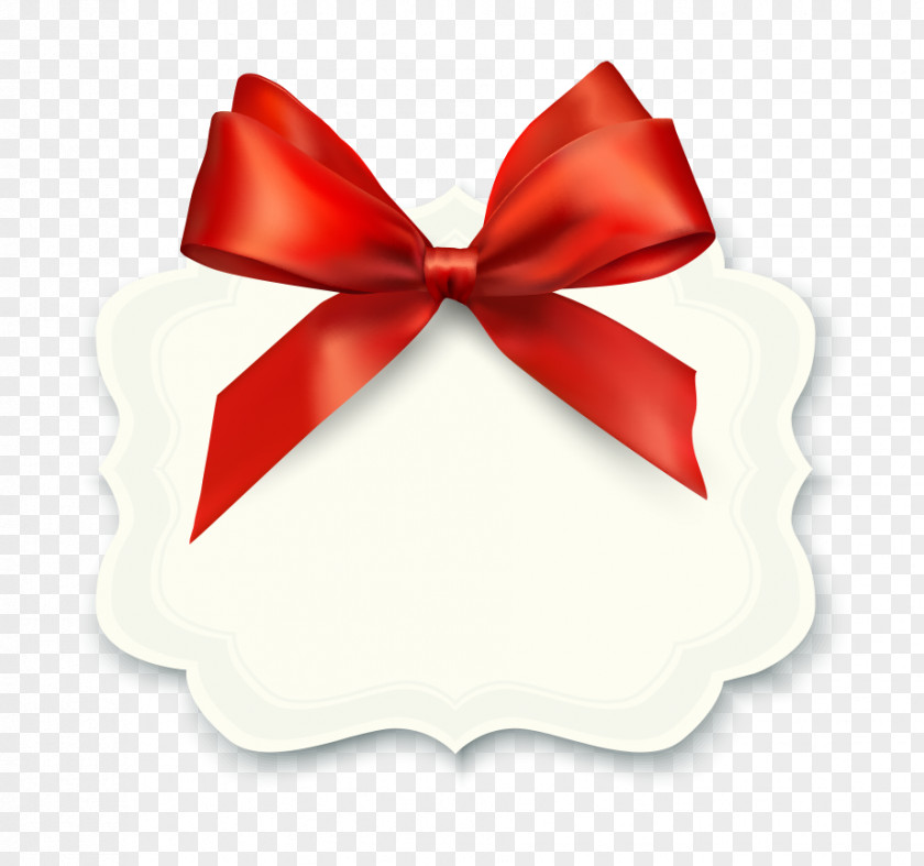 Vector Red Bow Birthday Card Gift Ribbon Illustration PNG
