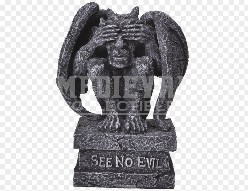 See No Evil Statue Gargoyle Figurine Three Wise Monkeys Memorial PNG