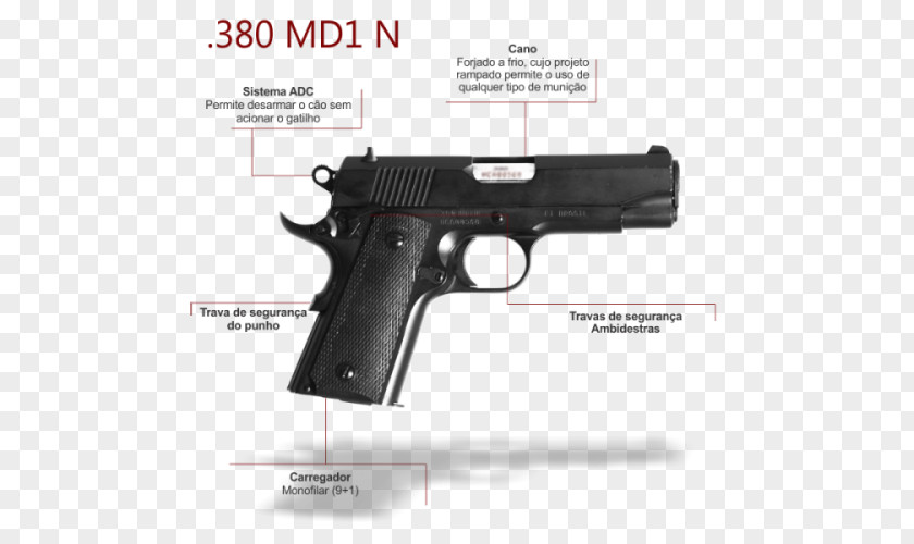 Weapon .380 ACP IMBEL MD1 Pistola 9mm PNG