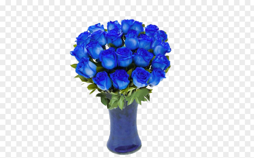 Vase Blue Rose Flower PNG