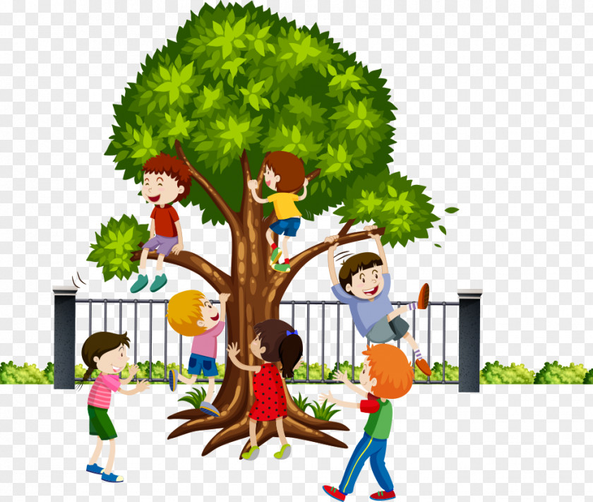 Children Playing On A Tree Climbing Monkey Clip Art PNG