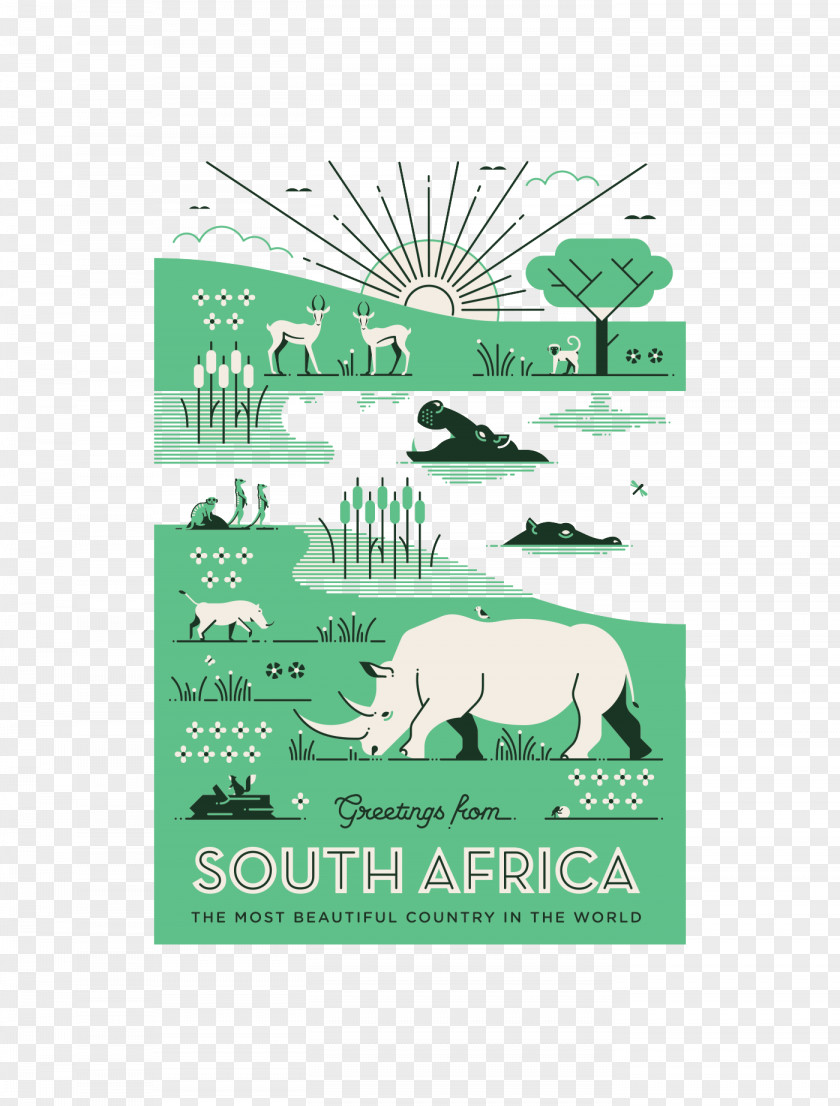 Green Flat Rhino Graphic Design Drawing Illustration PNG
