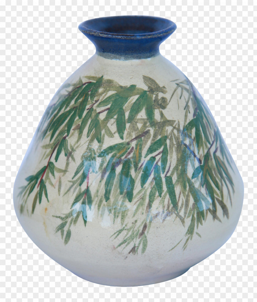 Japanese Ink Painting Of Bamboo Ceramic Vase PNG