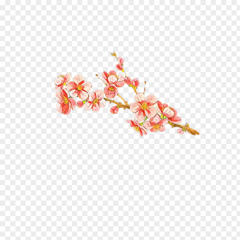 Twig Branch Watercolor Flower Background PNG