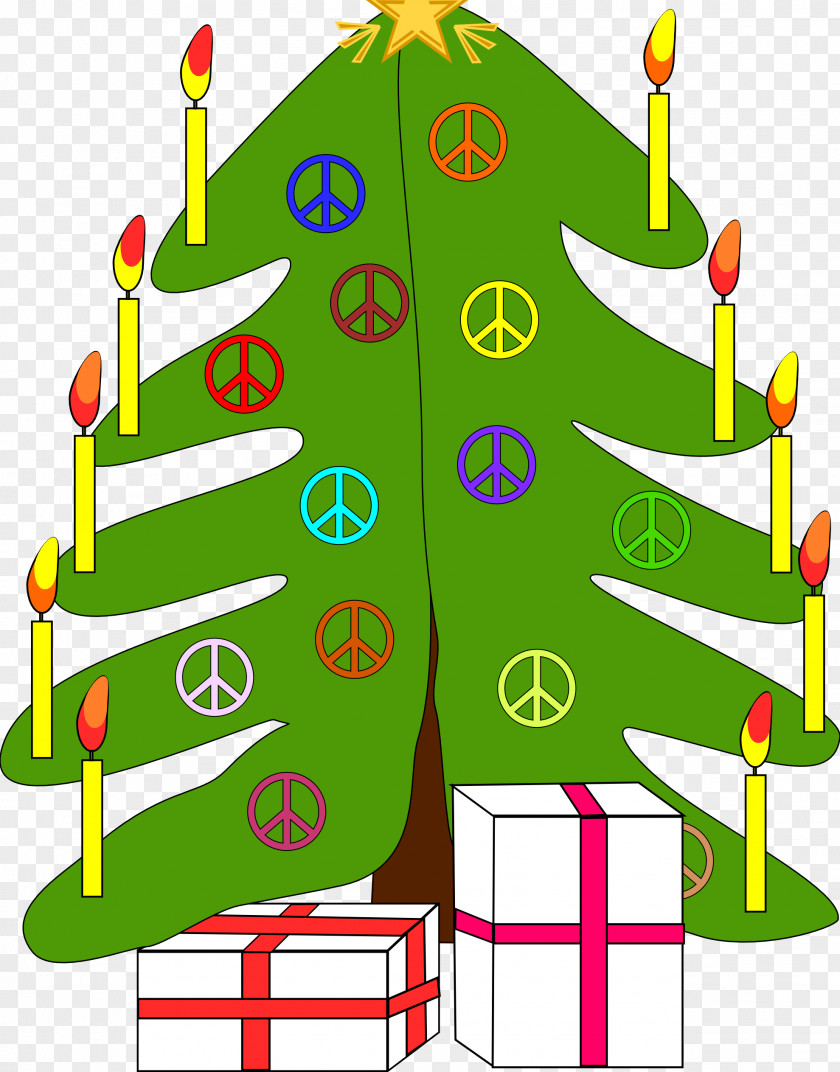 Peace Symbol Christmas Tree Candle Clip Art PNG