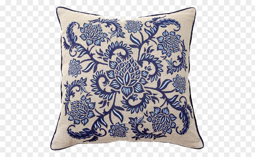 Blue Pillow Flower Ornament Drawing PNG