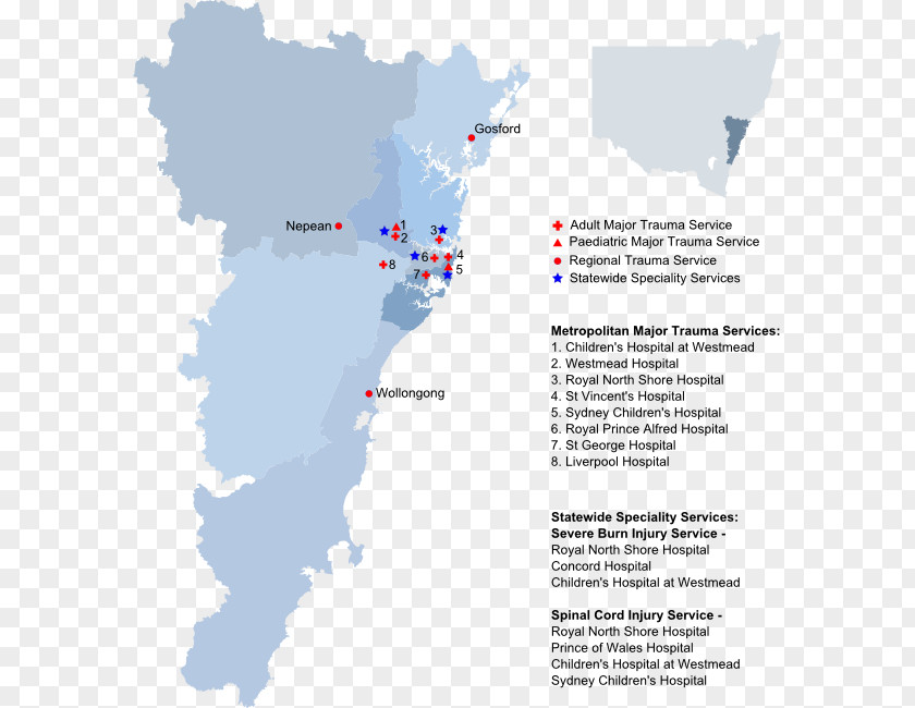 Map NSW Trauma Services TAFE Western Sydney Hospital Health Care PNG