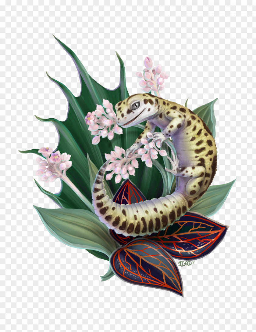 Bearded Dragon Paper Printing Flower Reptile Floral Design PNG