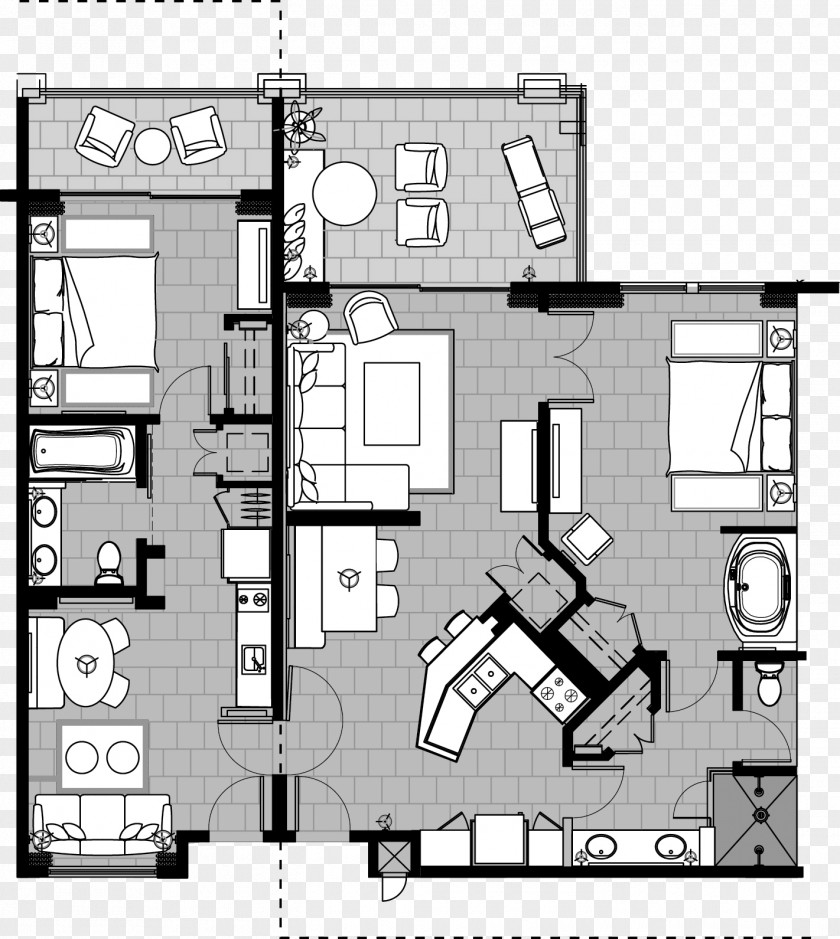 Three Rooms And Two Cabo San Lucas Floor Plan Villa Suite Bedroom PNG