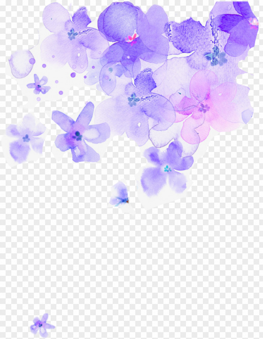 Watercolor Flower Purple Poster PNG