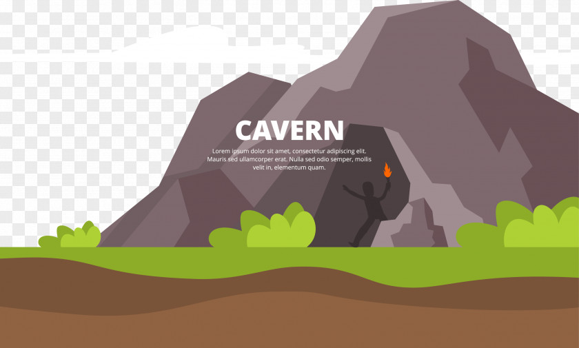 Painted The Cave On Top Of Hill Cartoon PNG