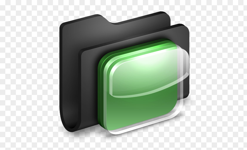 IOS Icons Black Folder Angle Green Font PNG