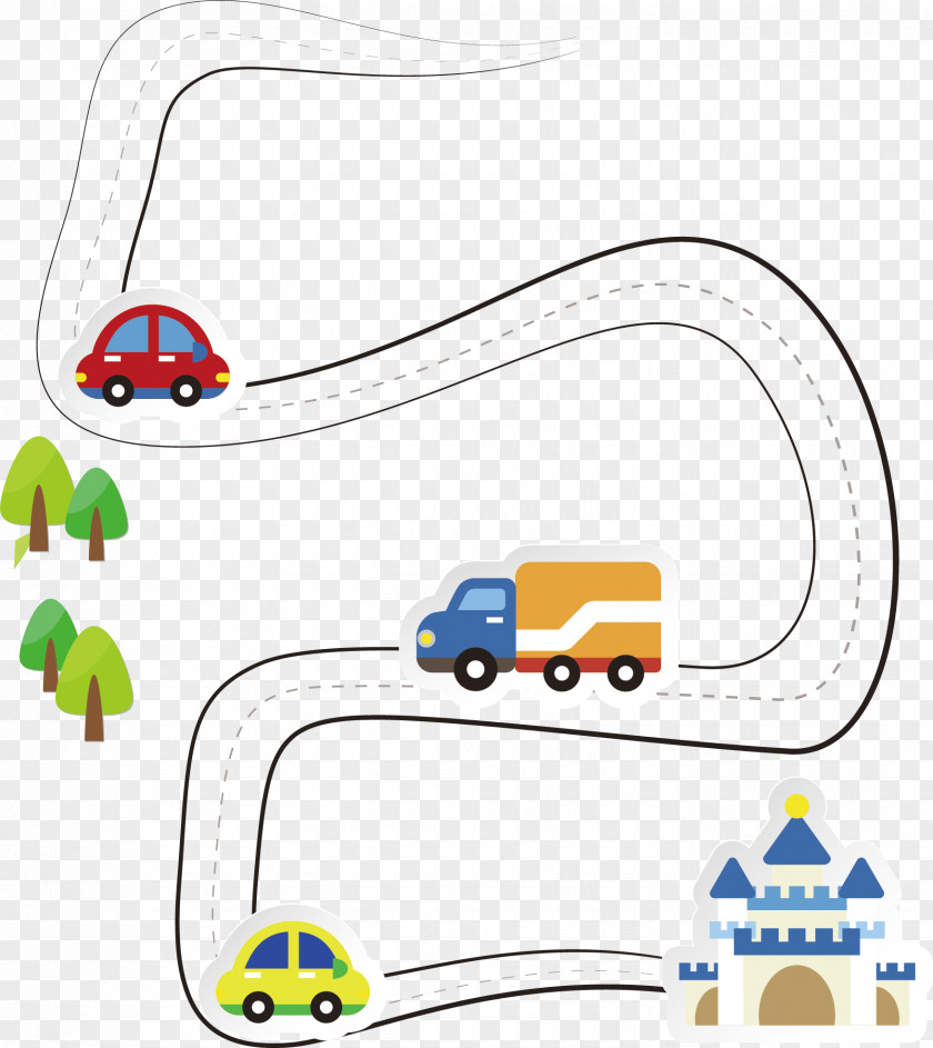 Vector Hand-painted Highway Road Infographic Drawing PNG