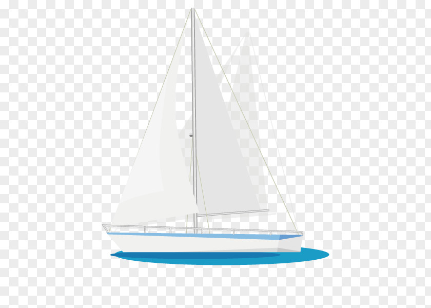Simple Cartoon Sailing Sail Cat-ketch Yawl Lugger Scow PNG