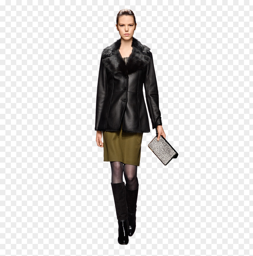 Black Woman Coat Leather Jacket Sleeve PNG