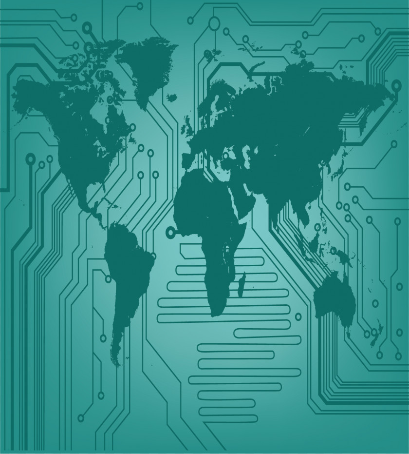 Circuit Board Brain Early World Maps Wall Decal PNG