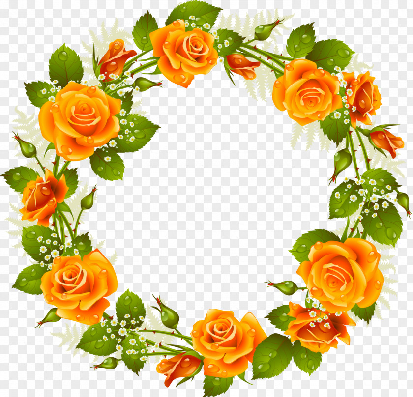 Flower Wreath Rose Picture Frames Clip Art PNG