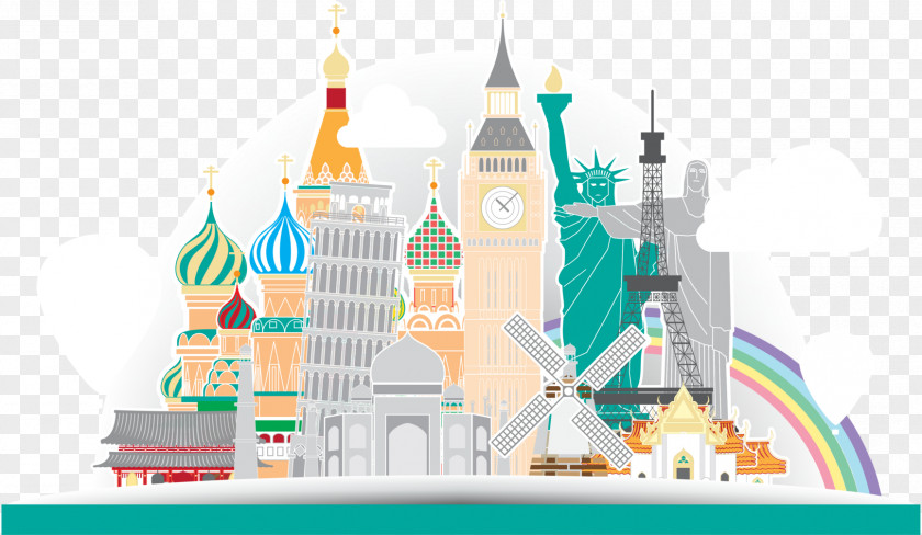 Sights Of The World Paper Mural Wall Wallpaper PNG