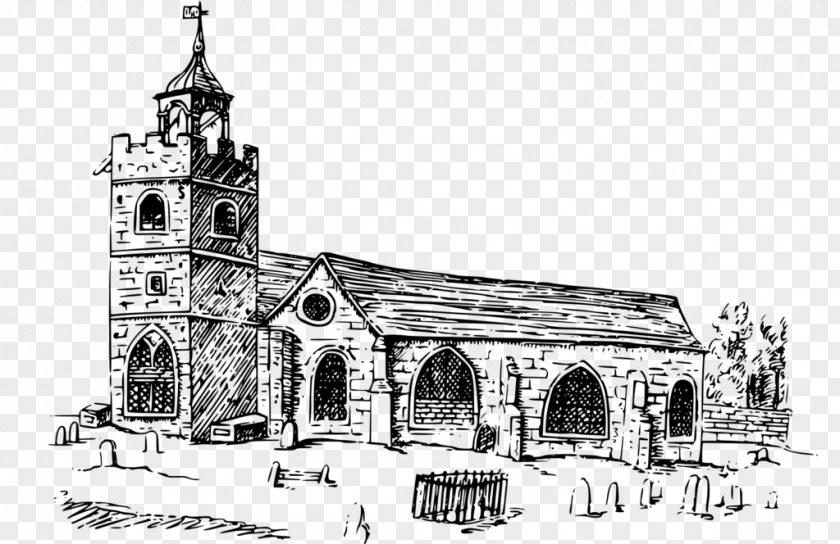 Church Black And White Clip Art PNG