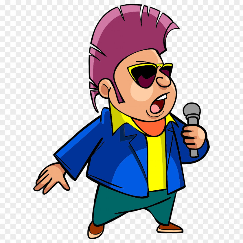 Singing Man Microphone Cartoon Drawing PNG