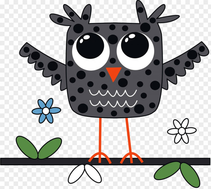 The Owl On Cartoon Branches Drawing Clip Art PNG