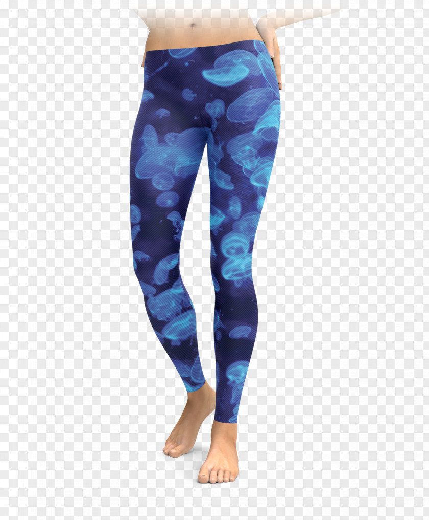Blue Jellyfish T-shirt Leggings Yoga Pants Top PNG