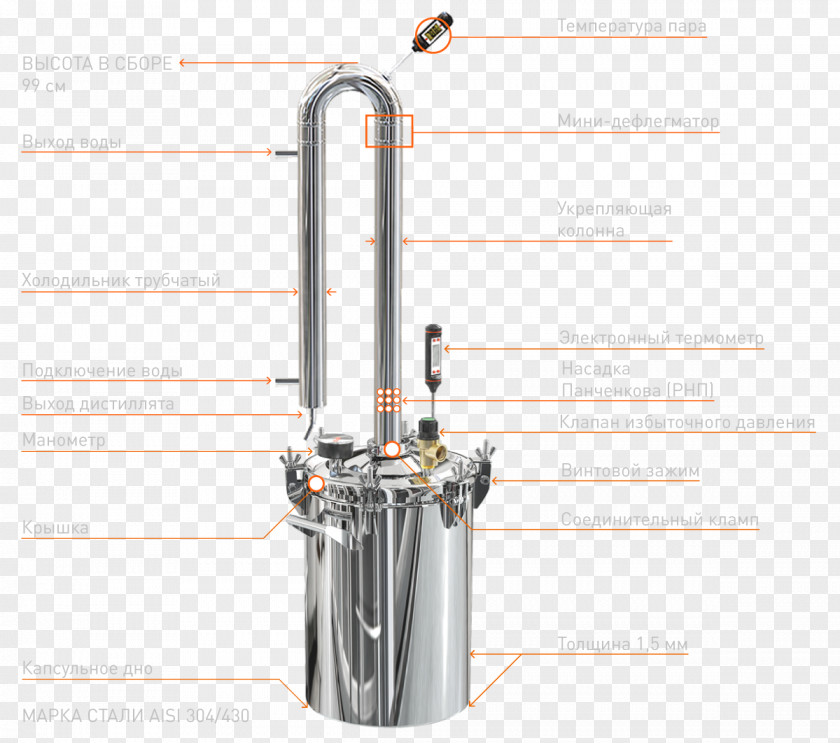 Sparta Moonshine Distillation Alembic Fractionating Column Autoclave PNG