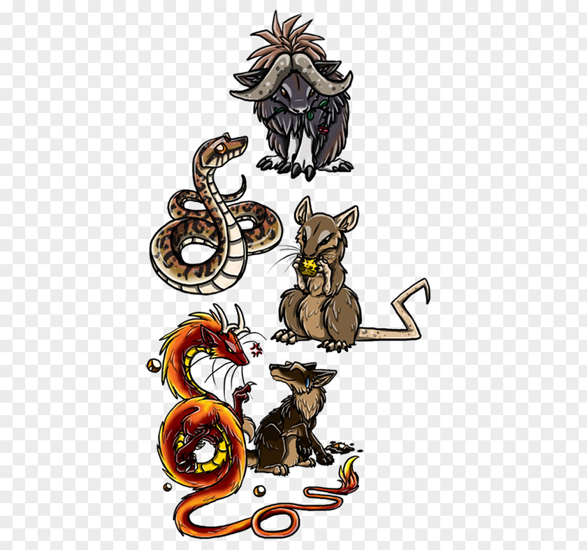 Chinese Zodiac Rat Cat Horse Cartoon Font PNG