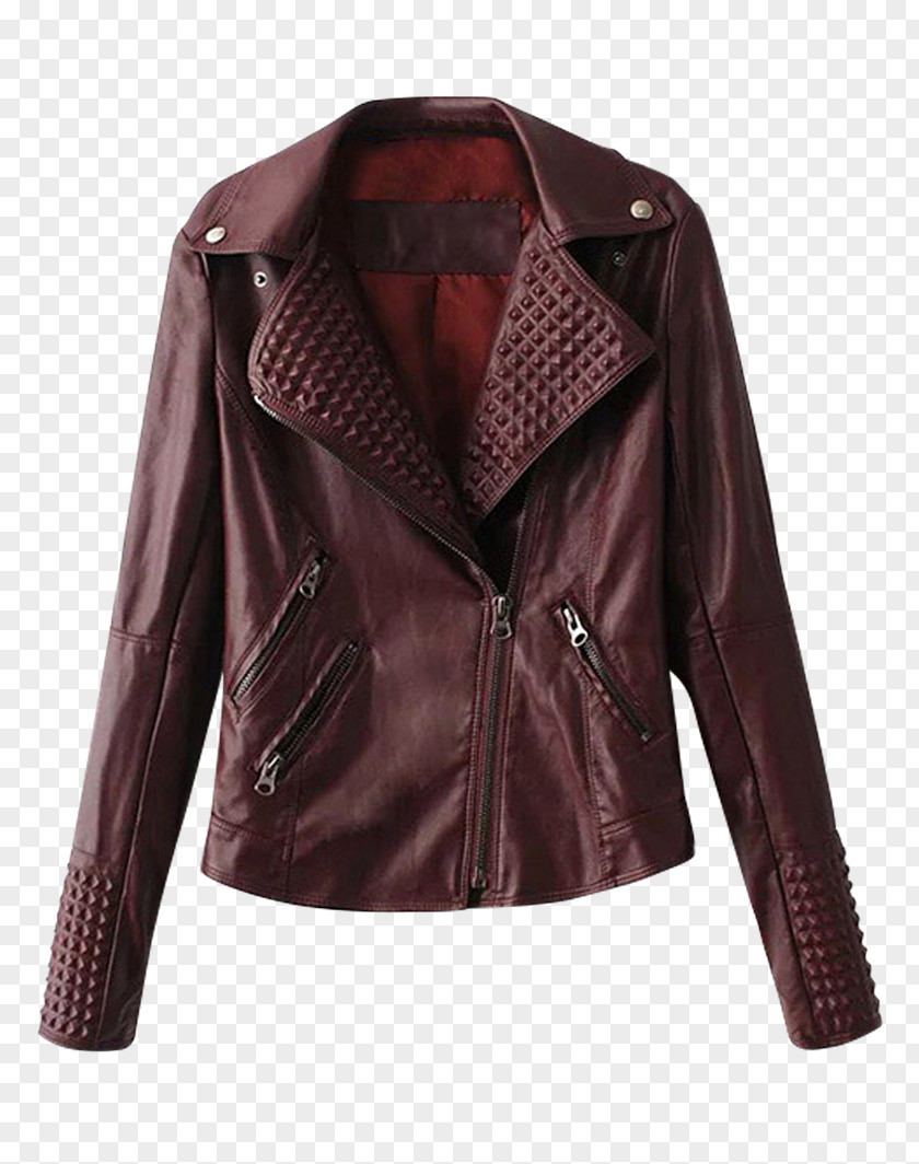 Leather Hoodie Jacket Coat Zipper PNG