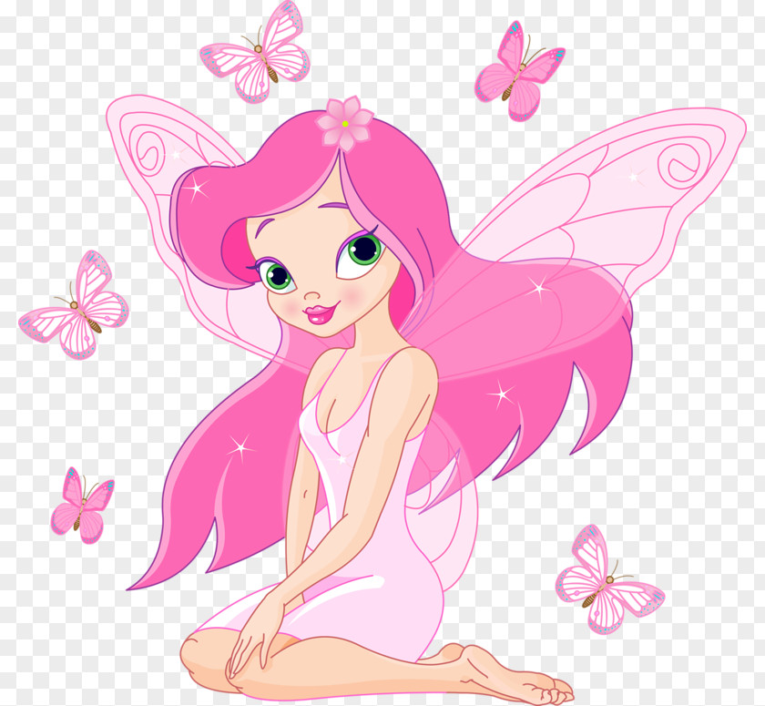 Attractive Pink Flower Fairy Tooth Cartoon Illustration PNG
