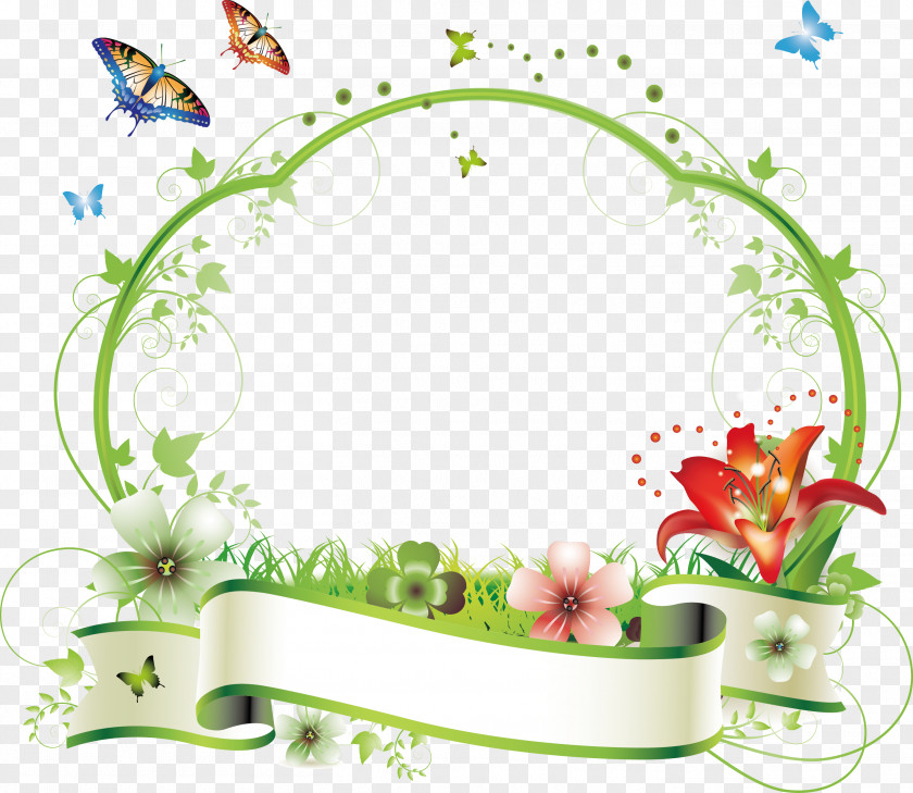 Summer Fresh Plant Vector Border Flower Picture Frame Floral Design Clip Art PNG