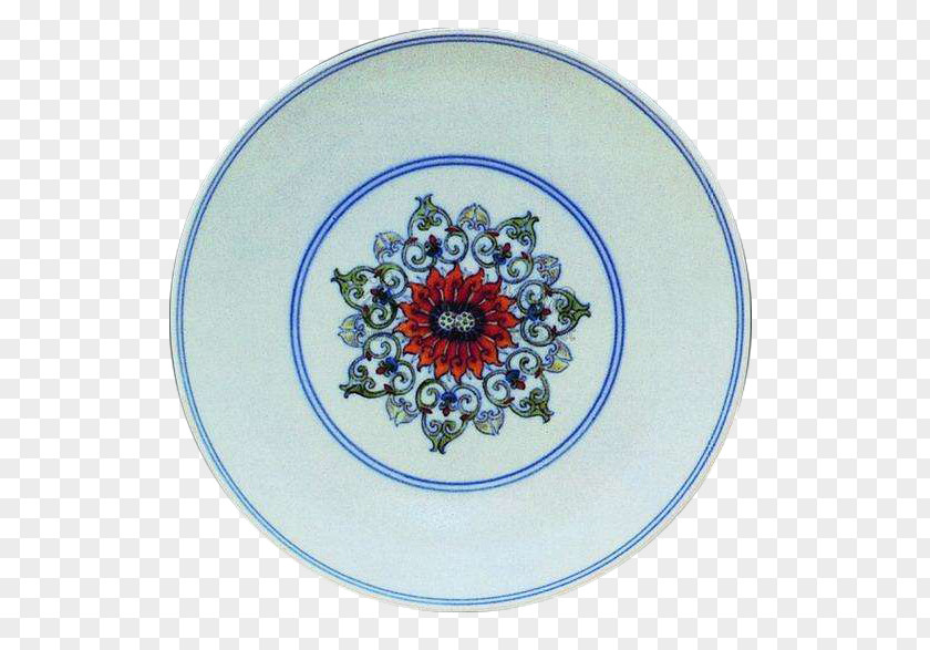 Yong Zheng Doucai Lotus Disc Jingdezhen Blue And White Pottery Qing Dynasty Ceramic PNG