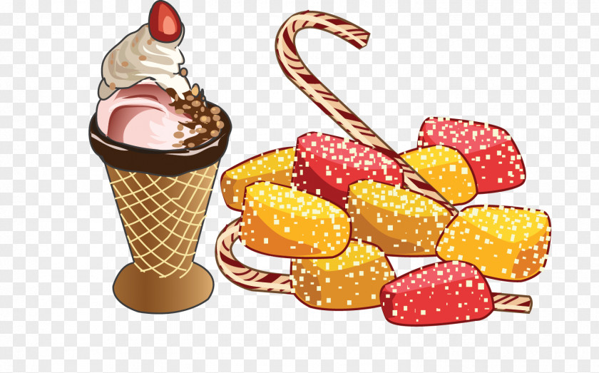 Delicious Fried Chicken Ice Cream Dessert Cartoon PNG
