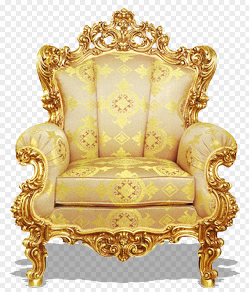 Golden Distinguished Throne Classical Pattern Table Chair Couch Furniture Gold PNG