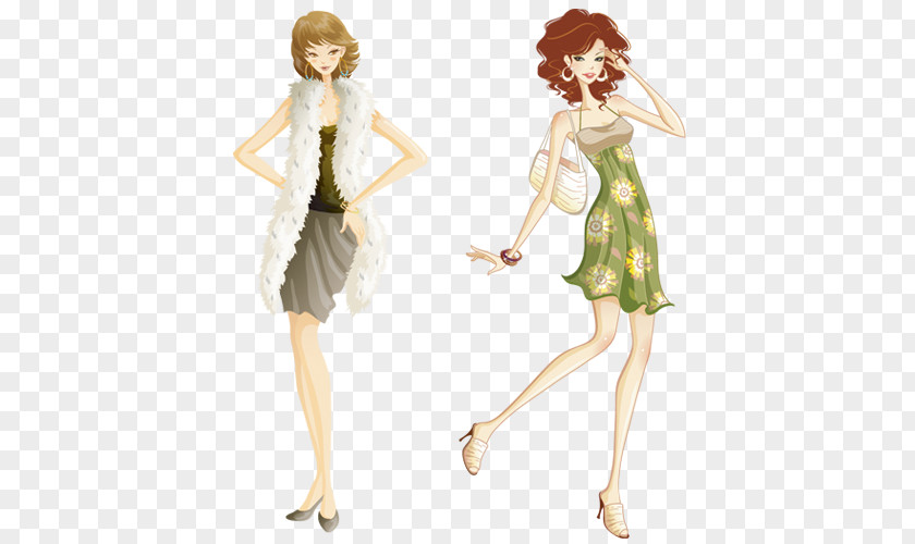 Fashion Cartoon Model Illustration Clip Art PNG