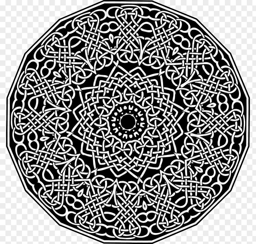 Circular Ornament Black And White Pattern PNG