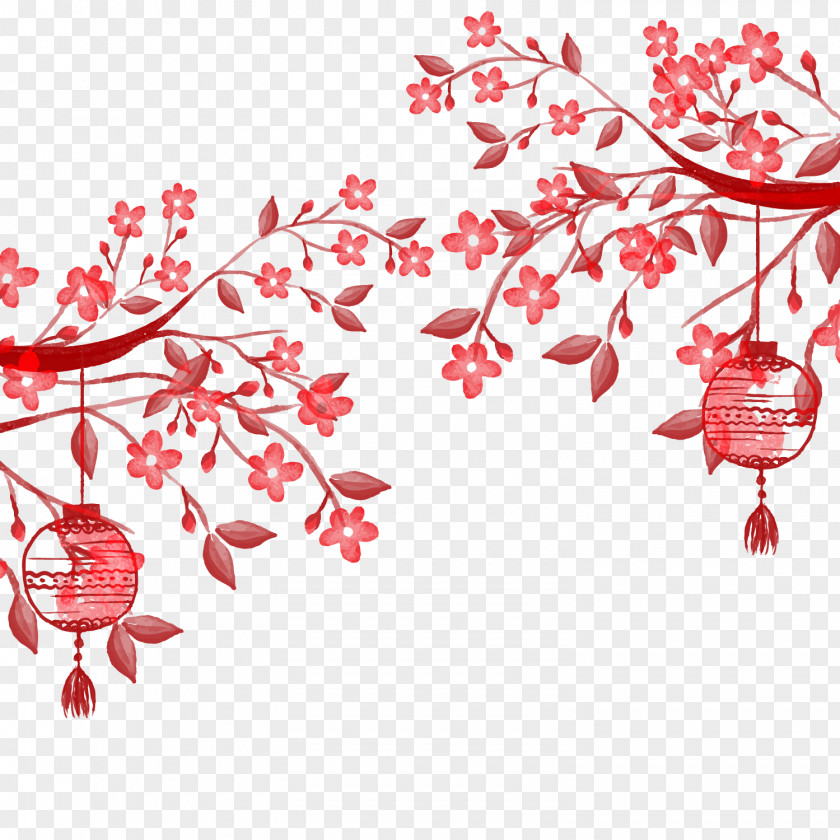 Hand Painted Chinese Lantern Poster Paper PNG