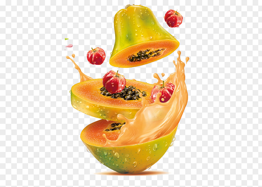 Papaya Fruit Material Milk Juice Soft Drink Food PNG