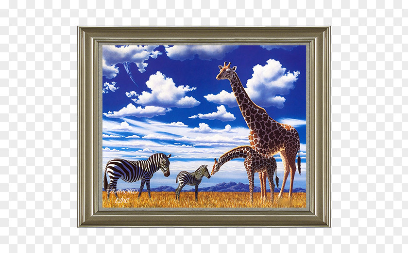 Painting Animal Northern Giraffe Zebra Safari PNG