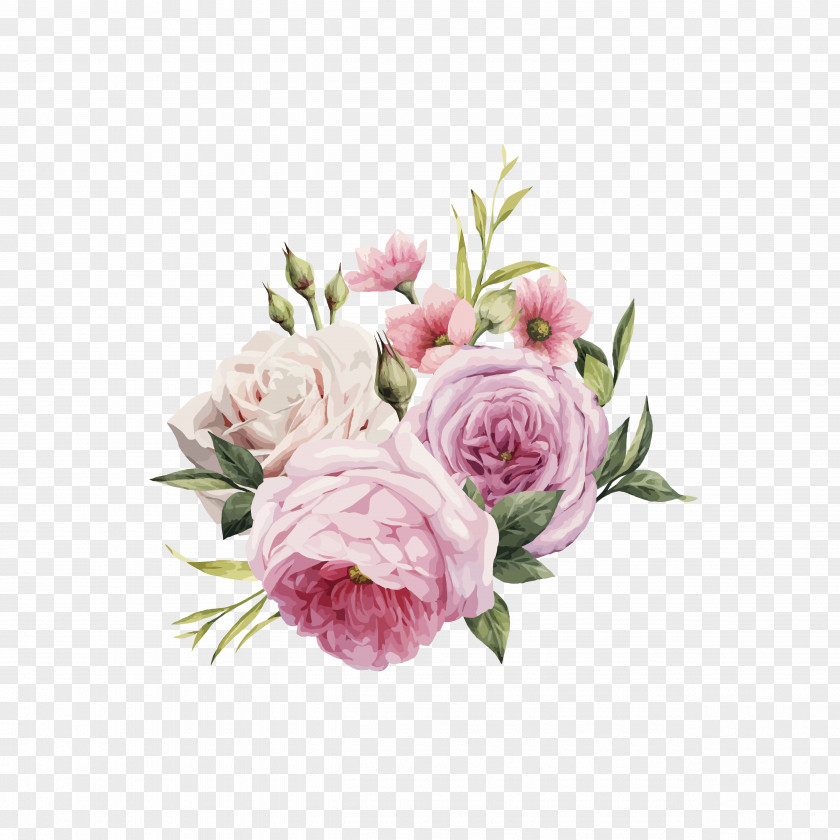 Pink Flowers Rose Color PNG flowers Color, HD hand-painted watercolor roses , pink and white clipart PNG