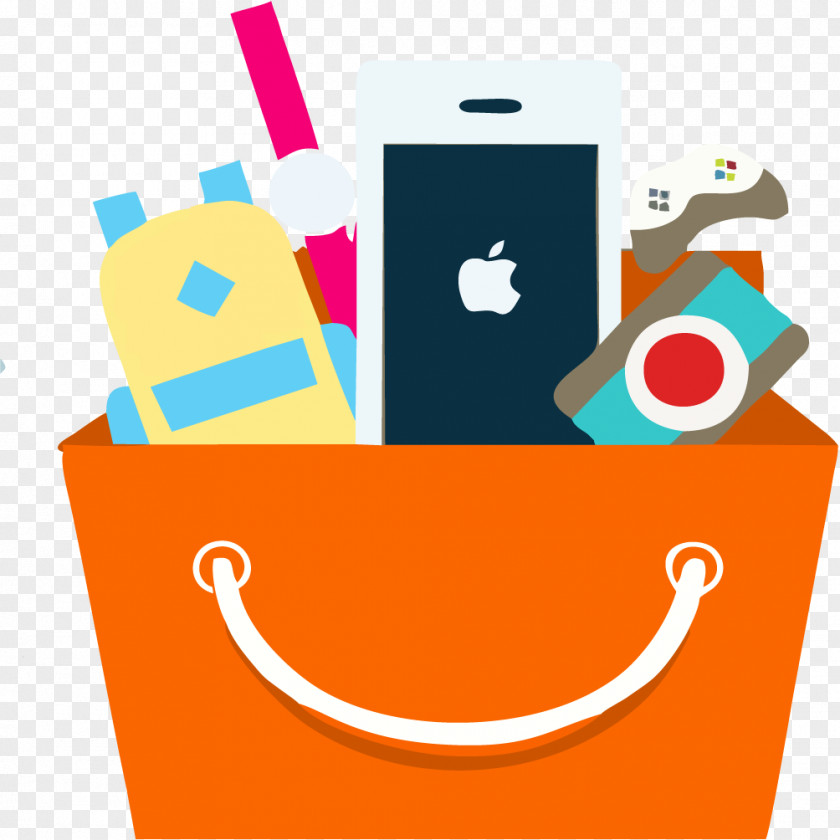 Orange Shopping Bag Icon PNG