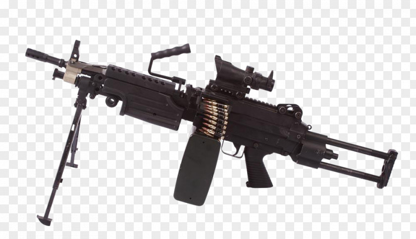 Black Machine Gun M249 Light Squad Automatic Weapon Firearm Airsoft PNG