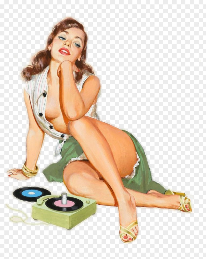 Pin-up Girl Retro Style Illustration Phonograph Record PNG girl style record, clipart PNG