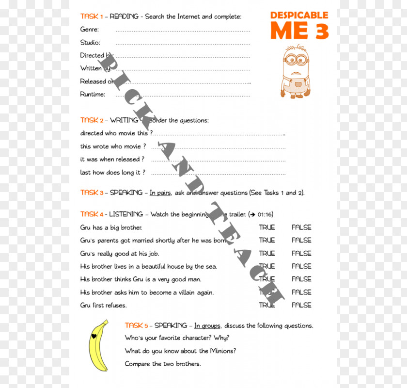 English Writing Notebook Cover Despicable Me TeachersPayTeachers Film Document Information PNG