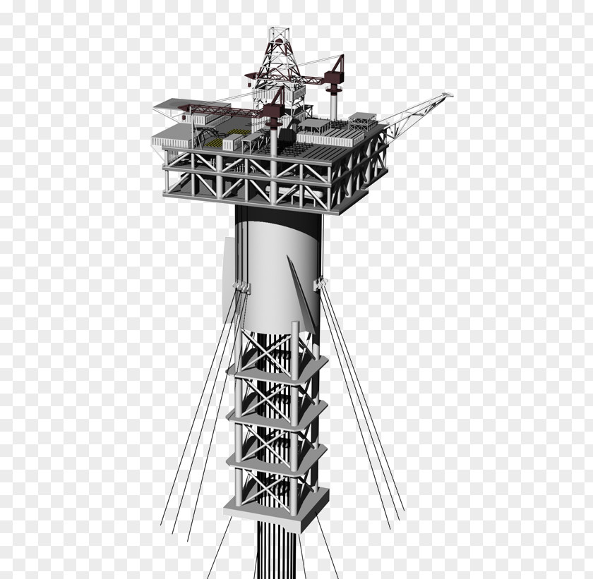 Truss Spar Deepwater Drilling Oil Platform Offshore Construction PNG