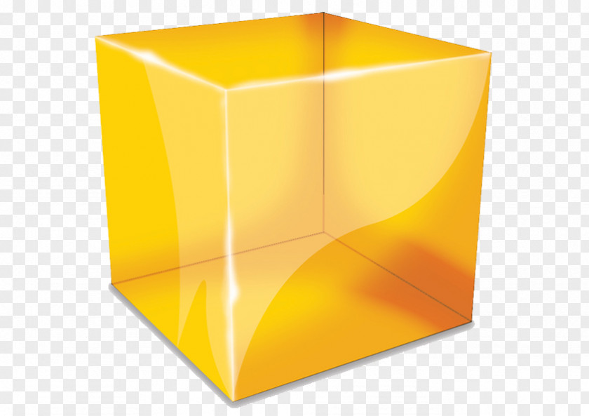 Yellow Cube Solid Geometry PNG