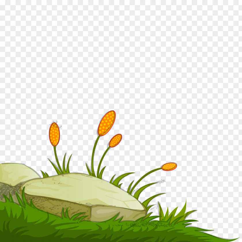 Flowers Stone Edge Clip Art PNG