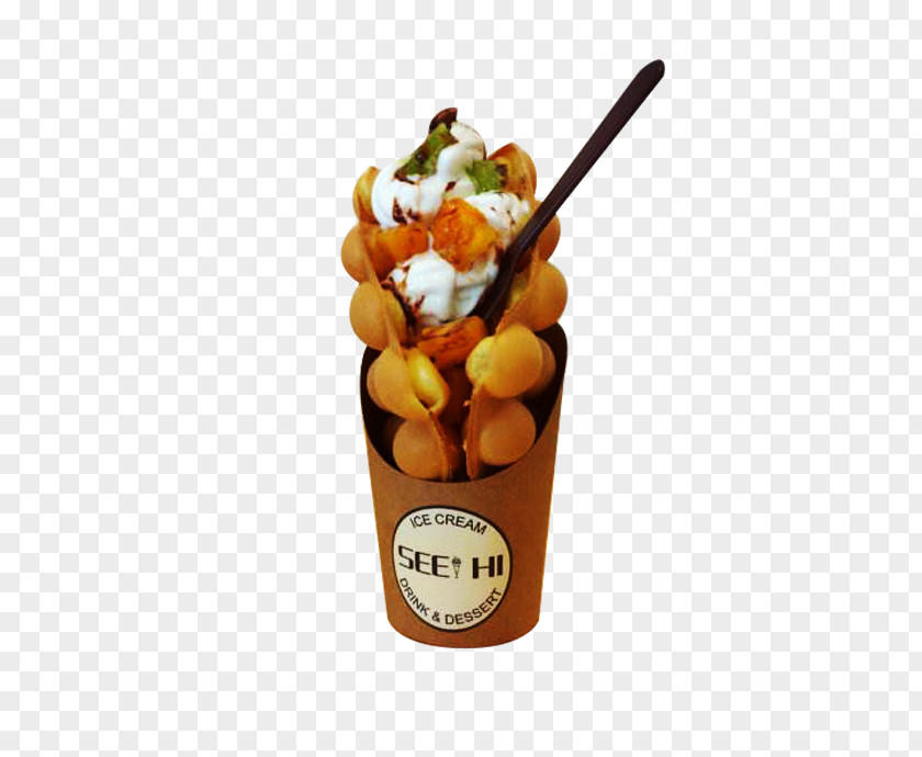 Mango Egg Ice Cream Picture Material Waffle Bizcocho Fruit PNG