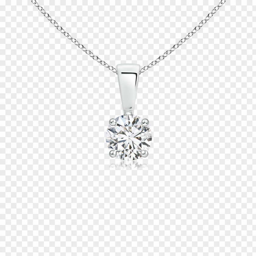 Necklace Solitaire Prong Setting Diamond Silver PNG